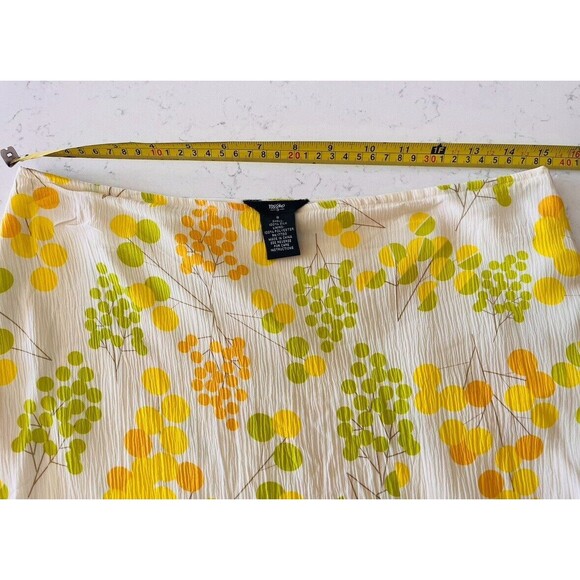 Mossimo Women's 100% Silk Chiffon Skirt Retro Floral Yellow/Green/White Size 8 - Picture 4 of 5